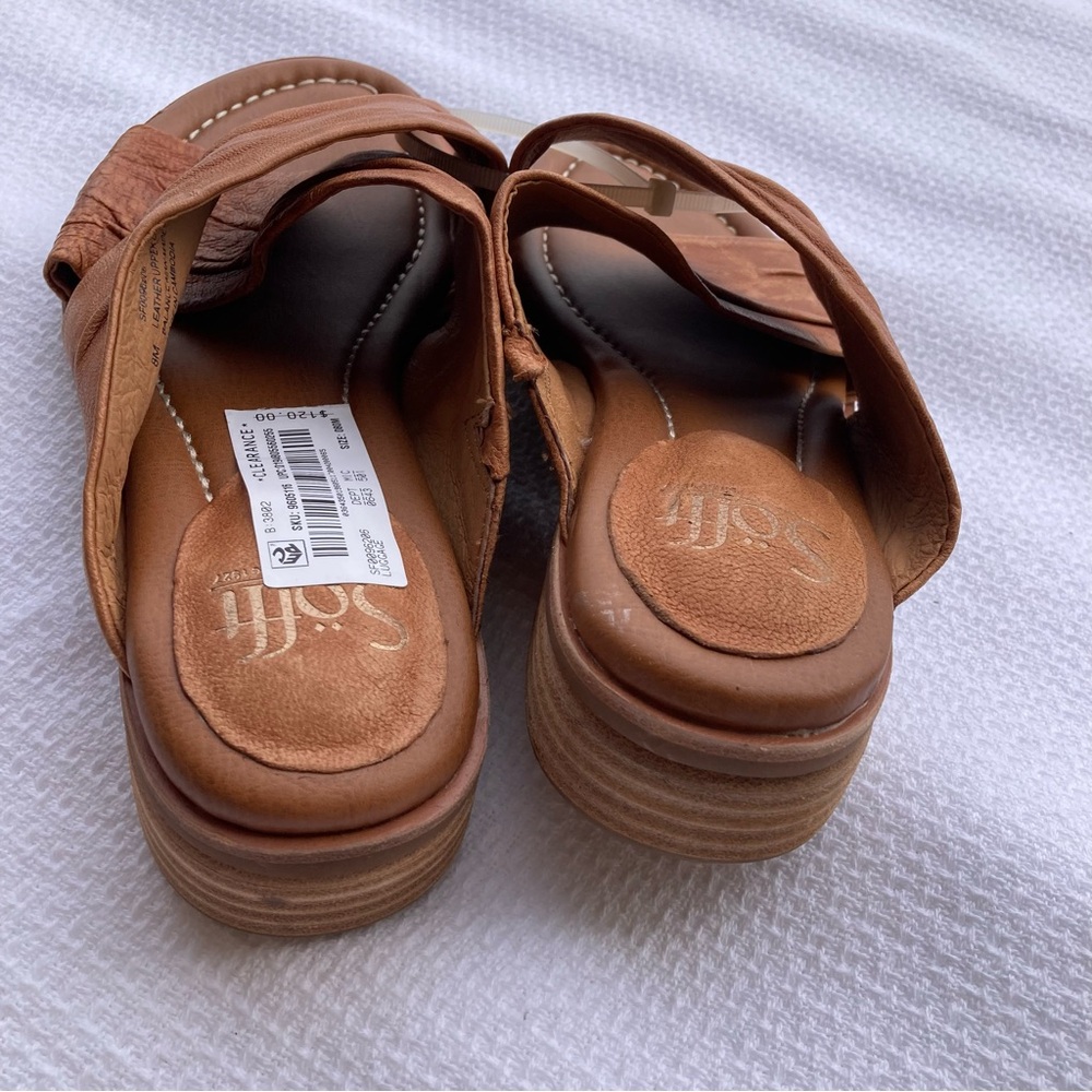 Sofft Tan Leather Slide Sandals SIZE:8 - Picture 6 of 11